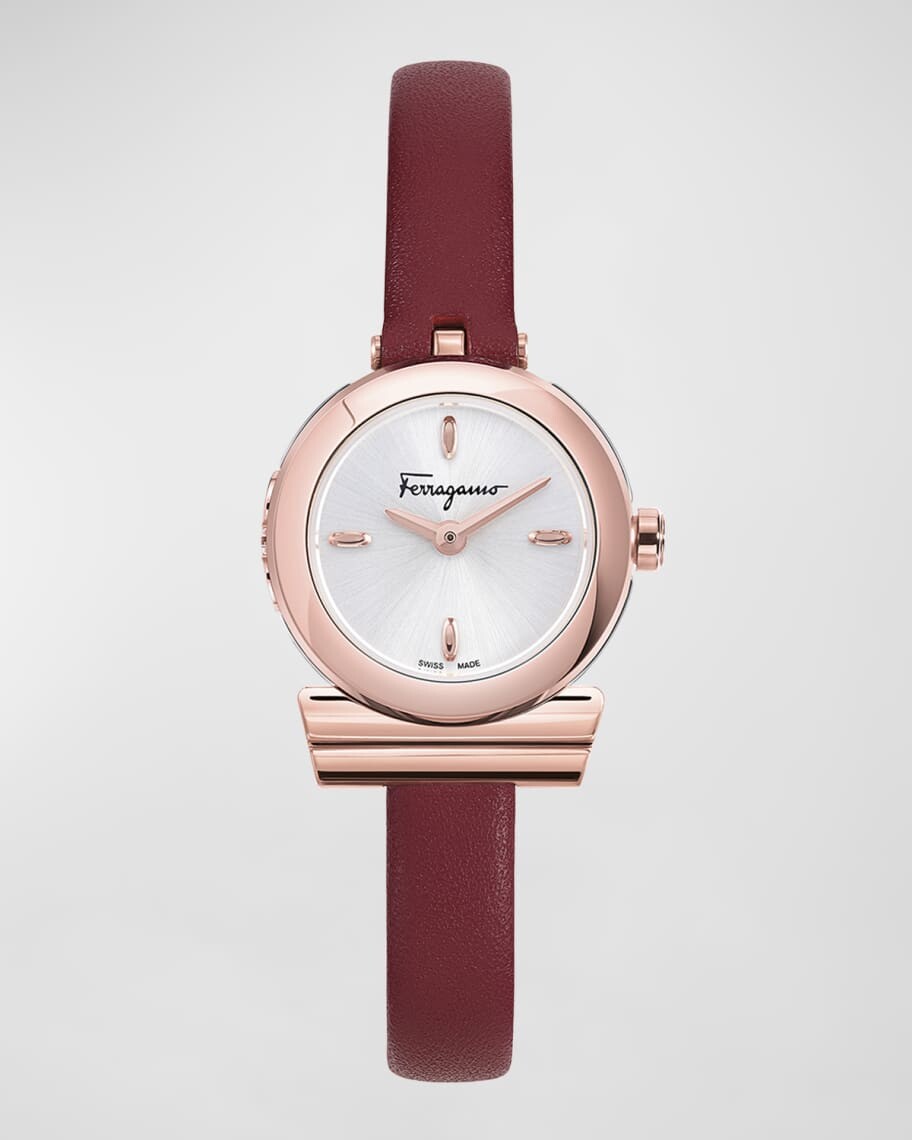 

Часы Gancino 22,5 мм с кожаным ремешком, розовое золото/красное Ferragamo