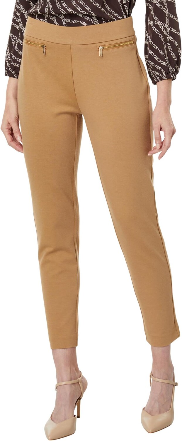 

Брюки без застежки с карманами на молнии MICHAEL Michael Kors, цвет Dark Camel
