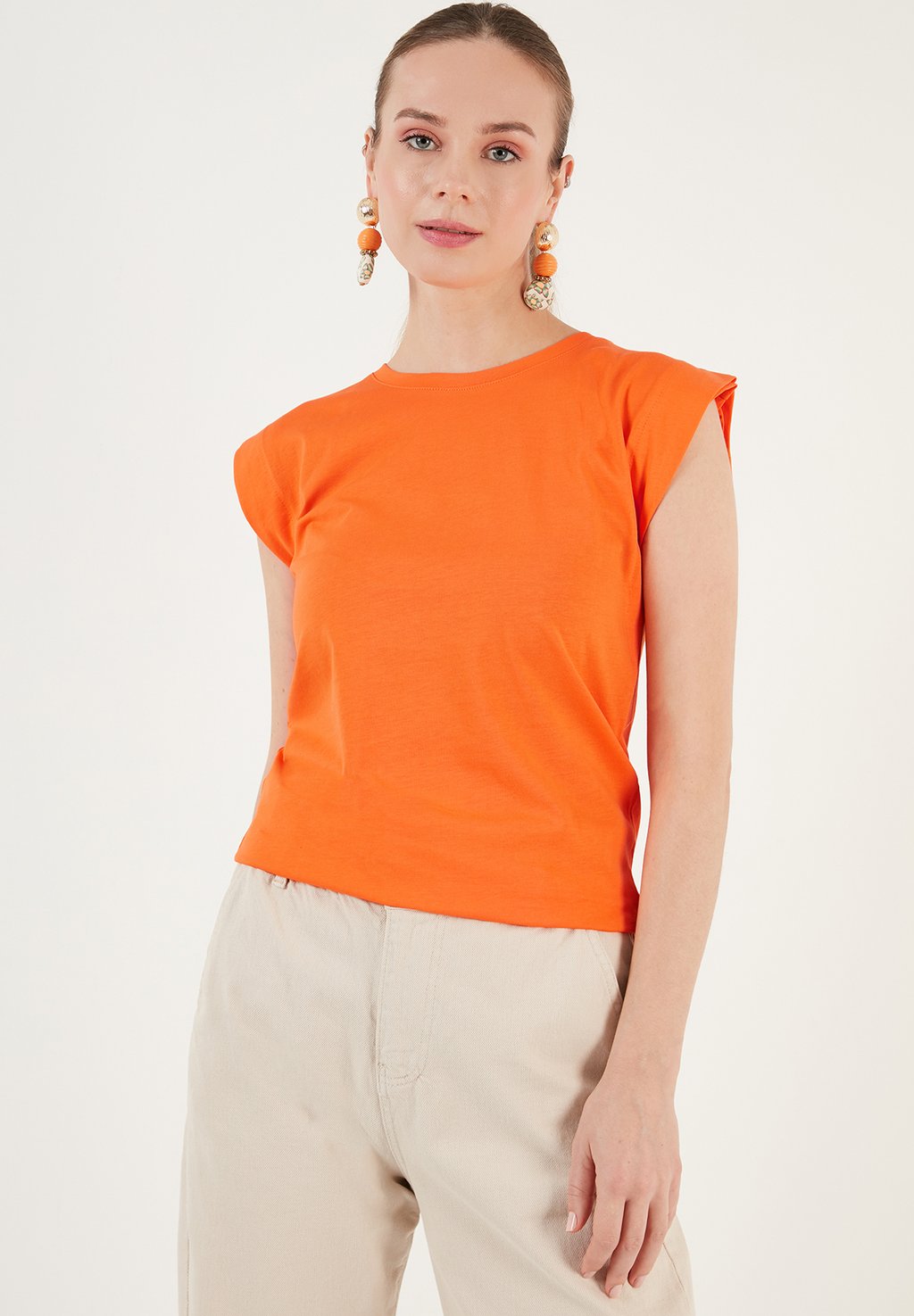 Базовая футболка CREW NECK LELA, цвет orange базовая футболка crew neck lela цвет orange