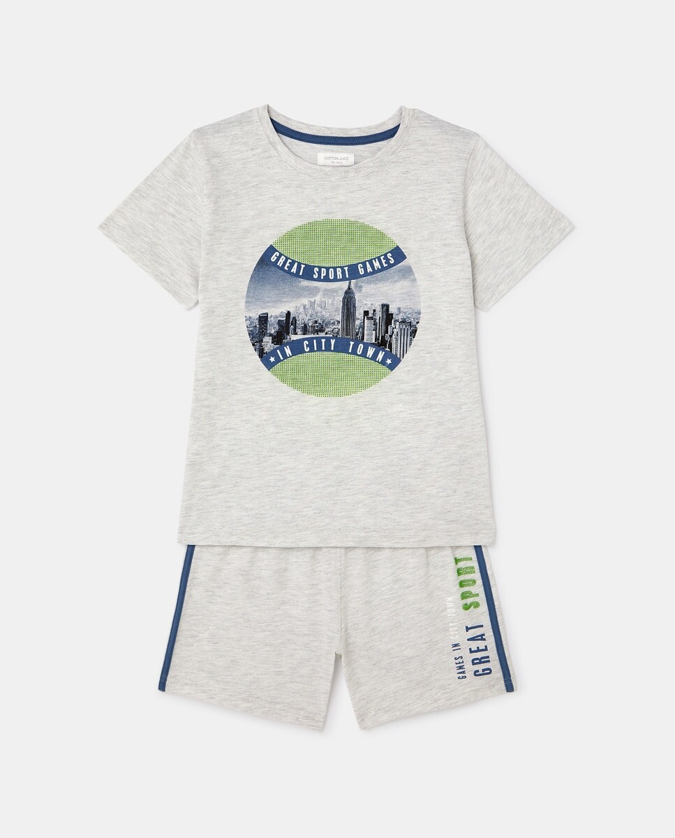 

Короткая бальная городская пижама для мальчика Cotton Juice, серый