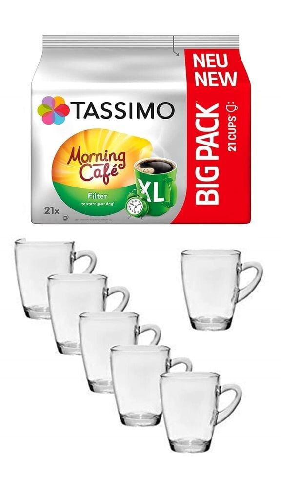 

Капсулы Tassimo Morning Café Filter XL + набор стаканов для кофе 6 шт. куб.см 310 James Premium