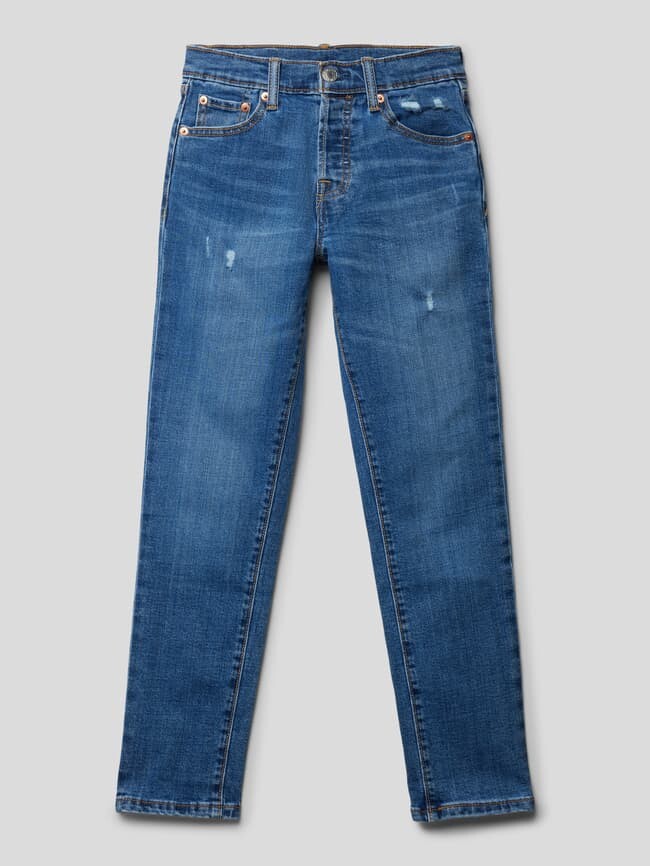 

Джинсы потертого вида с этикеткой Levi's, синий