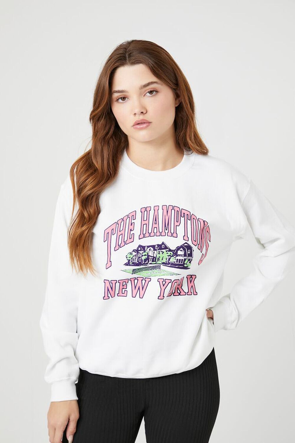 

Флисовый пуловер с графическим рисунком Hamptons Forever 21, белый