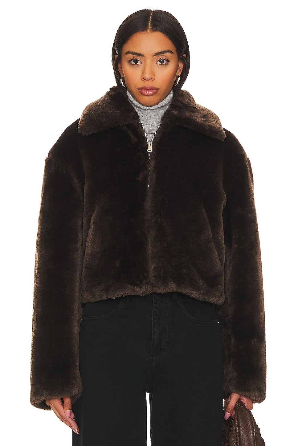 

Куртка FRAME Faux Fur Zip Up, цвет Espresso