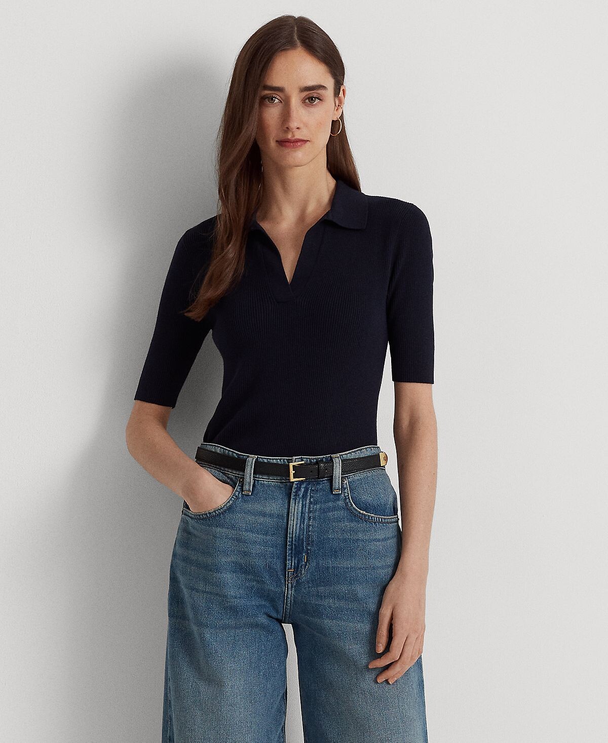 

Женский свитер-поло рельефной вязки Lauren Ralph Lauren