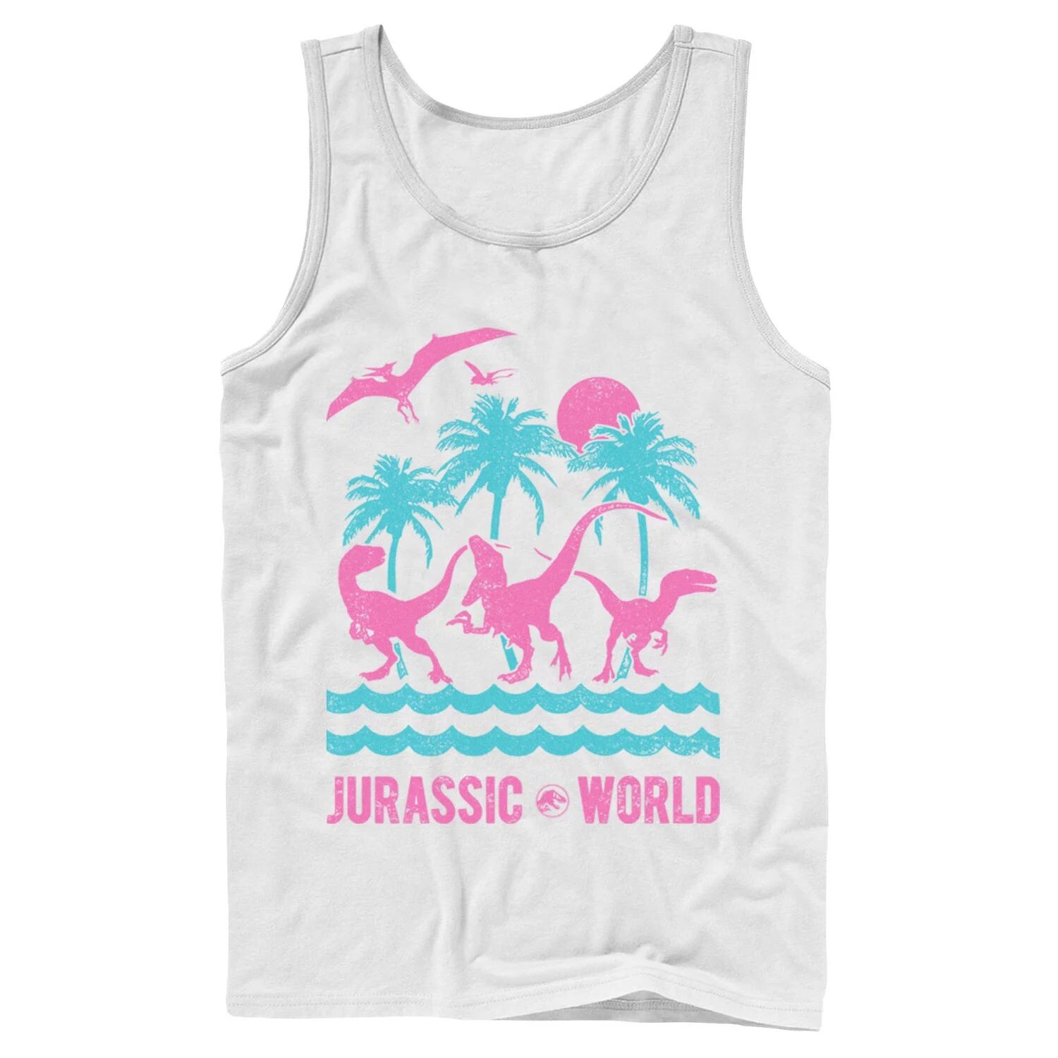 

Мужская майка Jurassic World Two Dinosaur Beach в стиле ретро Licensed Character