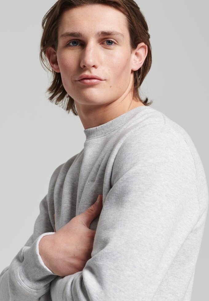 

Толстовка Superdry Vintage Logo Emb Crew, ледниково-серый меланж