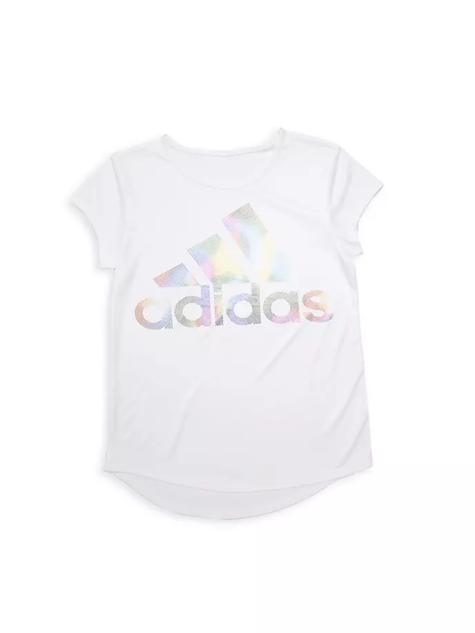 

Футболка интерлок Climalite с радужной фольгой для девочек Adidas, белый