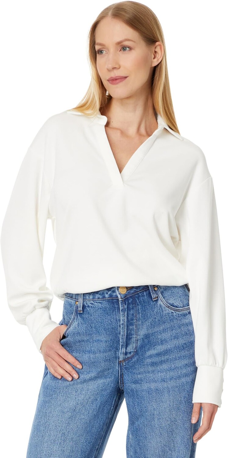 

Топ KUT from the Kloth Audrina - Long Sleeve Half Placket Knit Top, слоновая кость