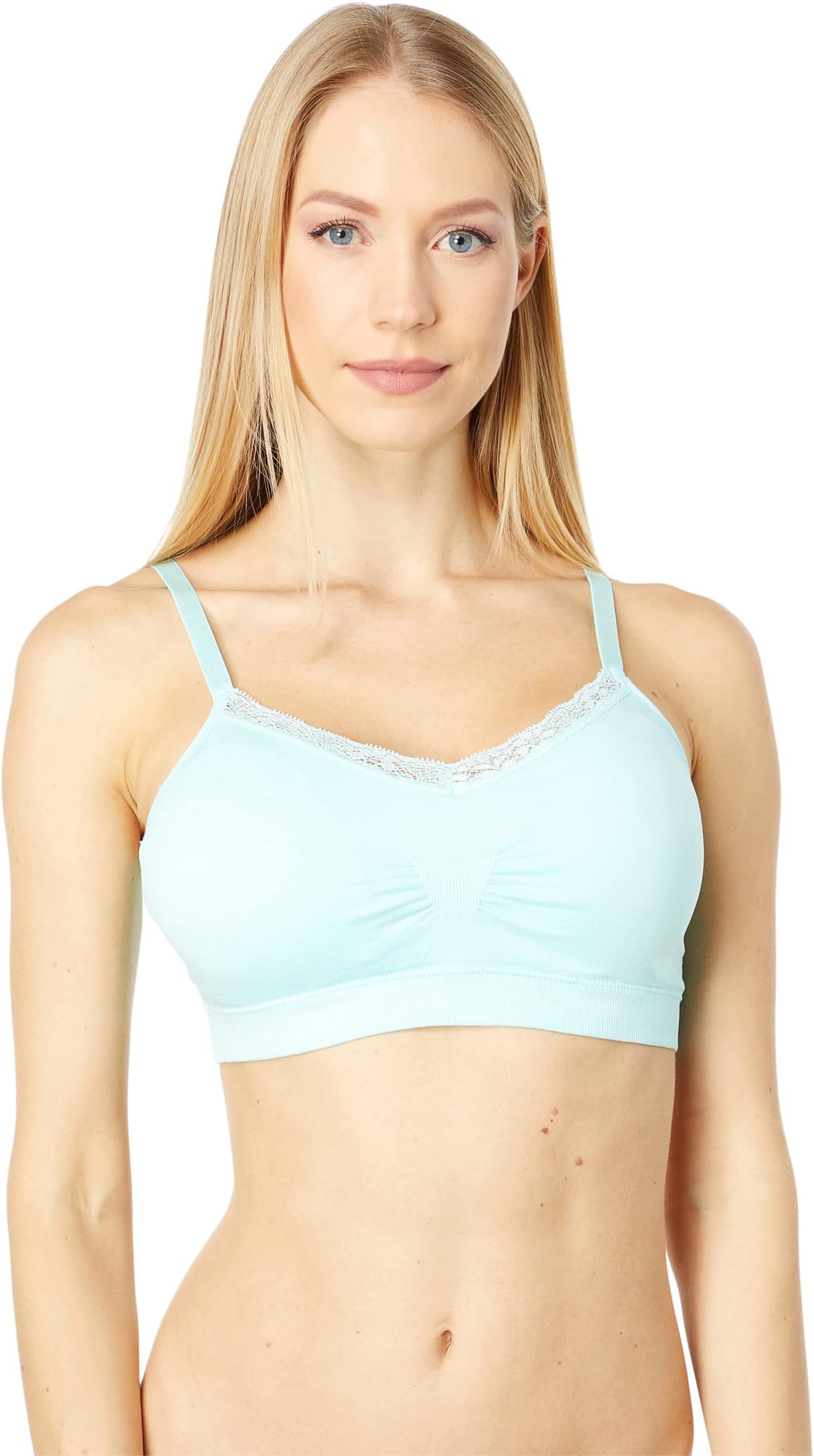 

Бюстгальтер Joy Bra Full Size Seamless V-Neck with Lace Trim, цвет Seafoam