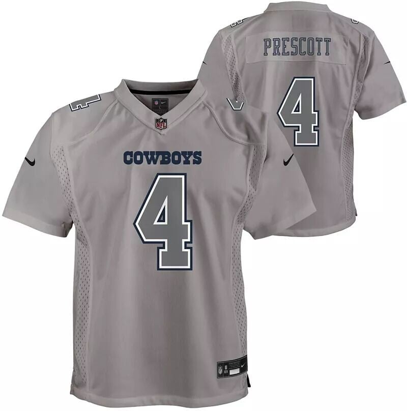 

Nike Youth Dallas Cowboys Dak Prescott #4 Атмосфера Серый Игровой Джерси