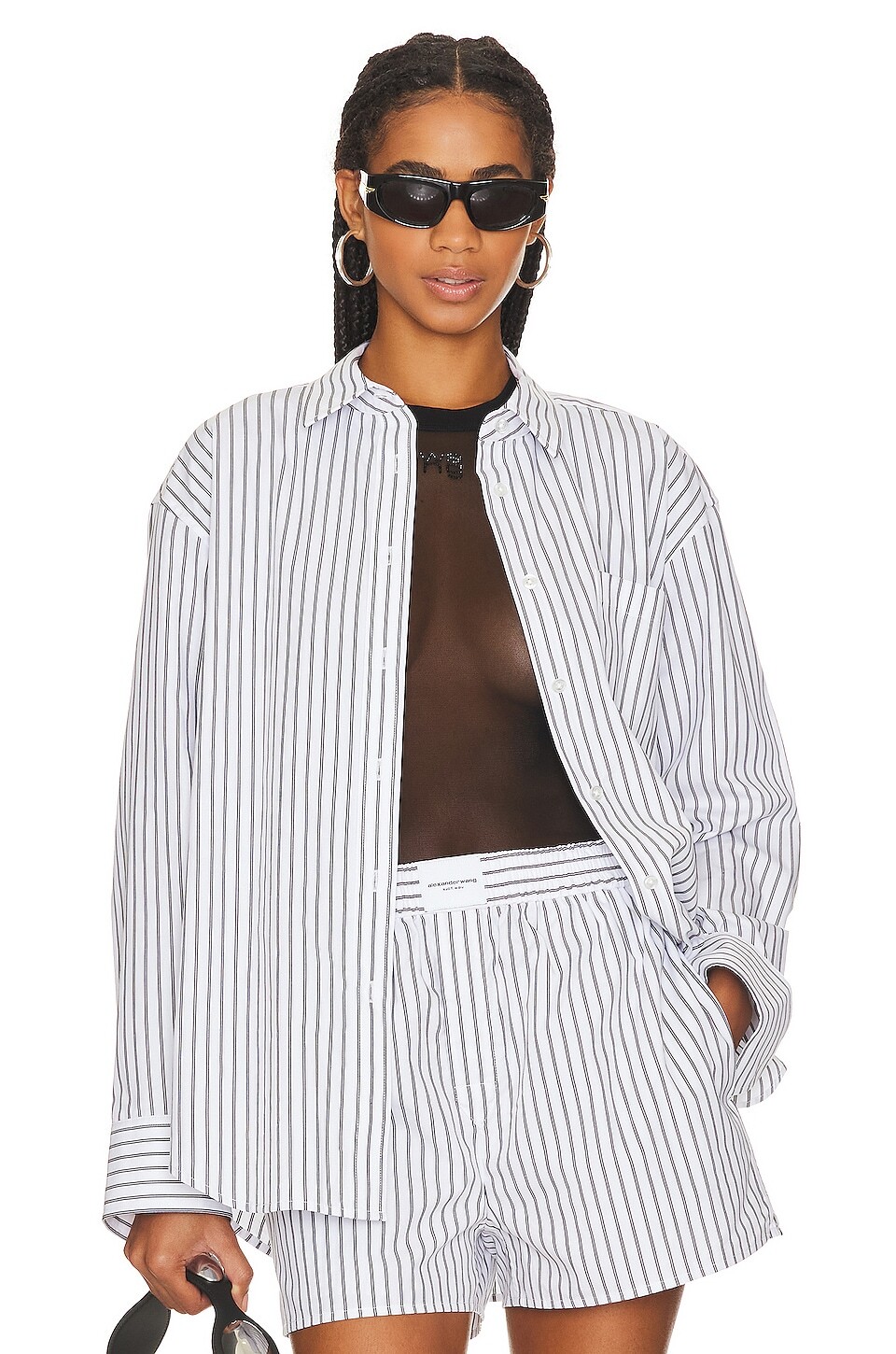 

Рубашка Alexander Wang Boyfriend With Apple Patch, цвет White & Black