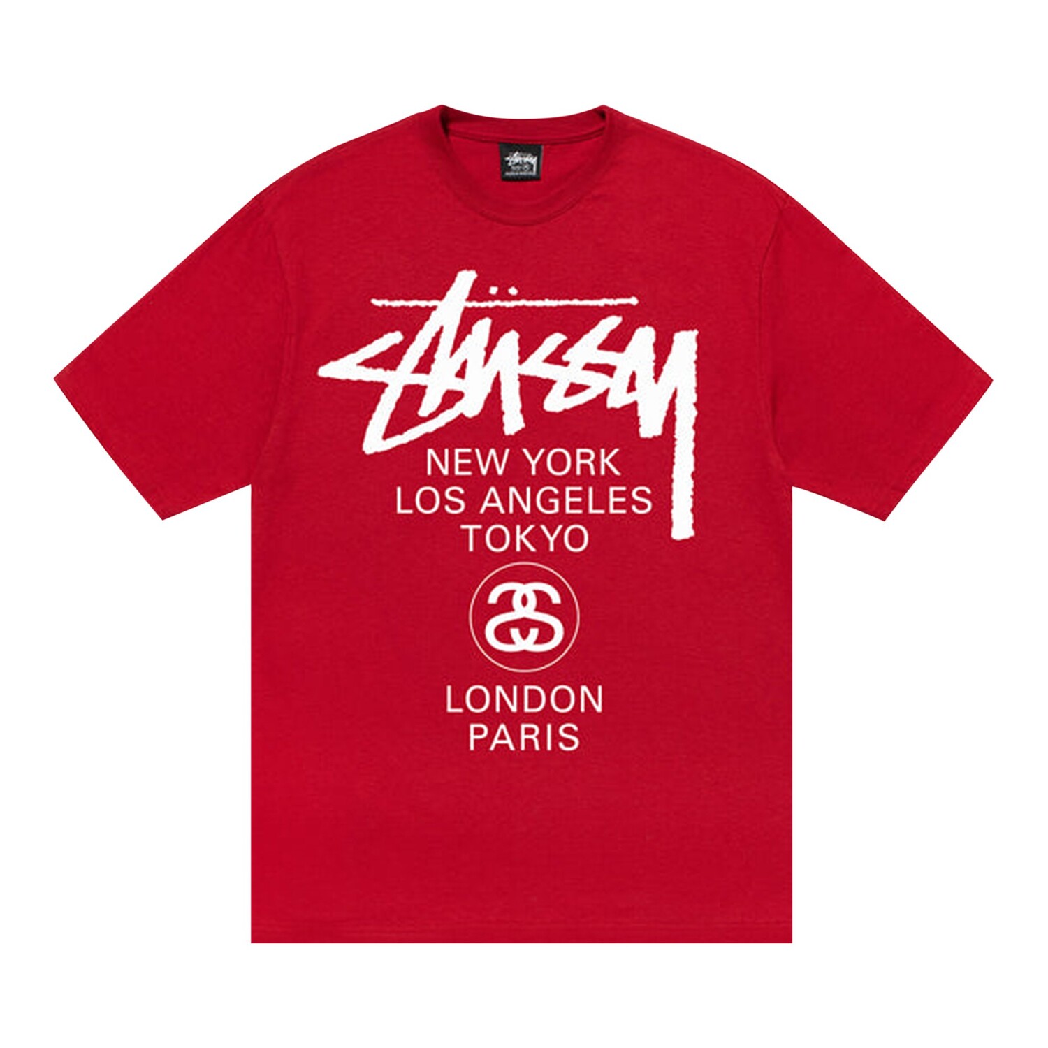 

Футболка Stussy World Tour, темно-красная, Красный