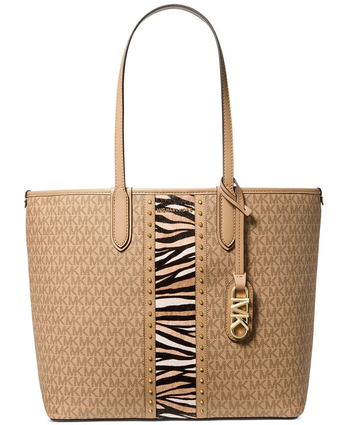 

Большая открытая сумка-тоут с логотипом Eliza Tiger East West Michael Kors, тан/бежевый