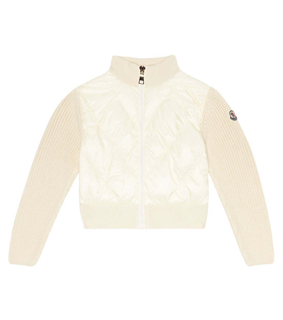

Хлопковый кардиган со вставками вниз Moncler Enfant, белый