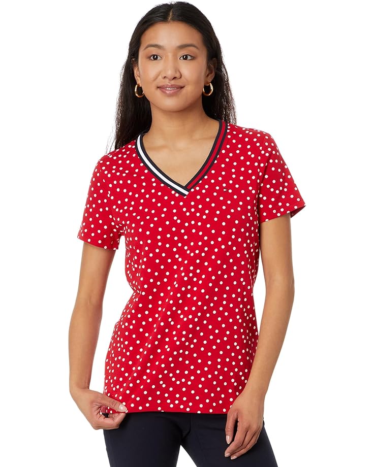 

Футболка Tommy Hilfiger Short Sleeve V-Neck Dot, цвет Scarlet Multi