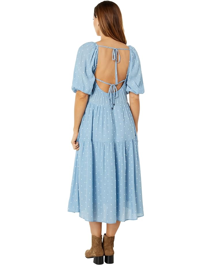 цена Платье MOON RIVER Clip Dot Midi Tiered Dress, синий