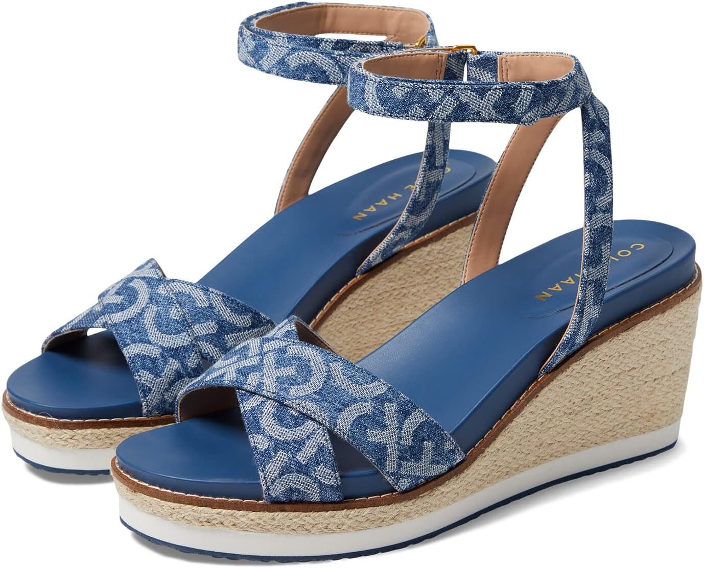 

Босоножки Cloudfeel Espadrille Wedge Sandal 75 mm Cole Haan, цвет Denim Jacquard