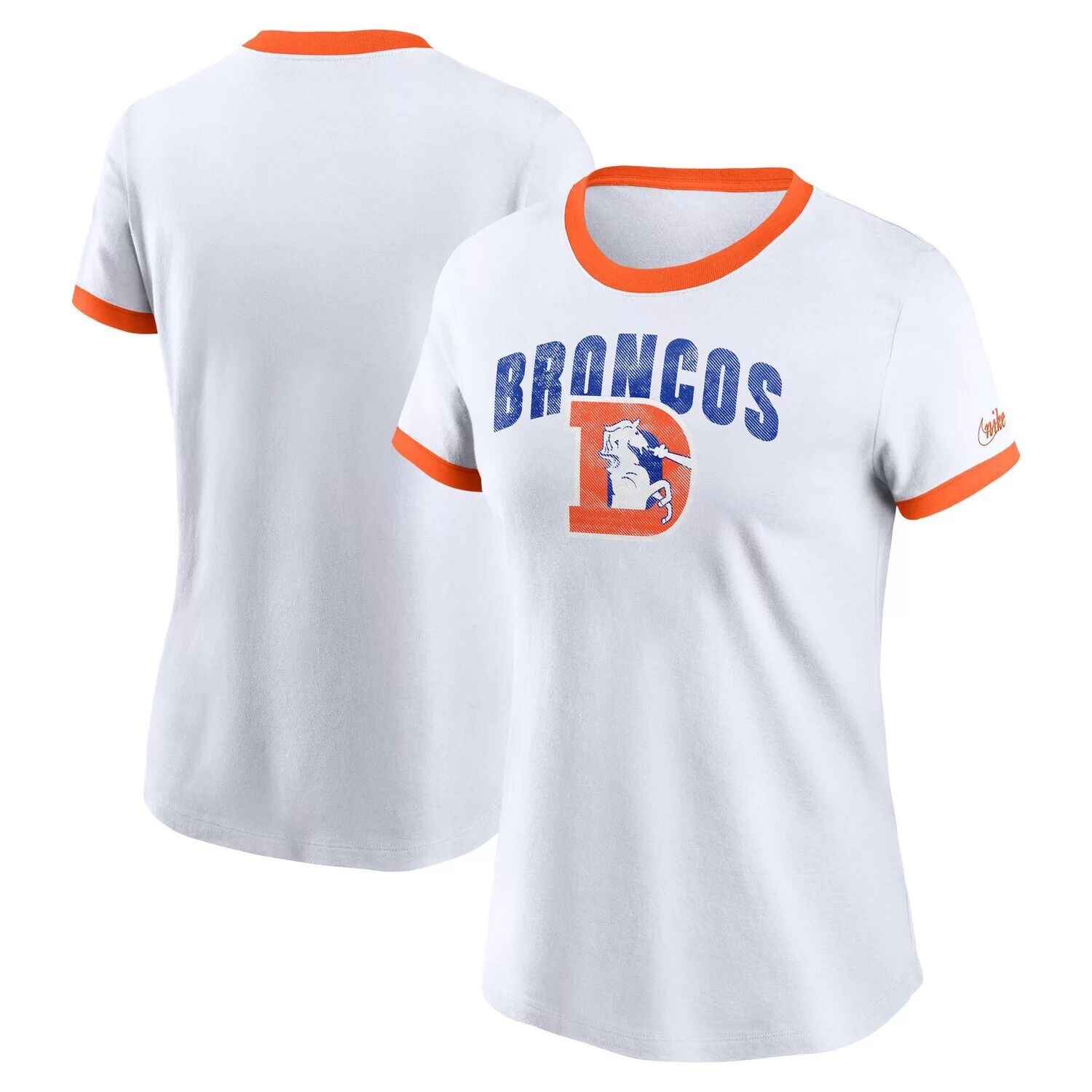 

Женская белая футболка Nike Denver Broncos Rewind Ringer Nike