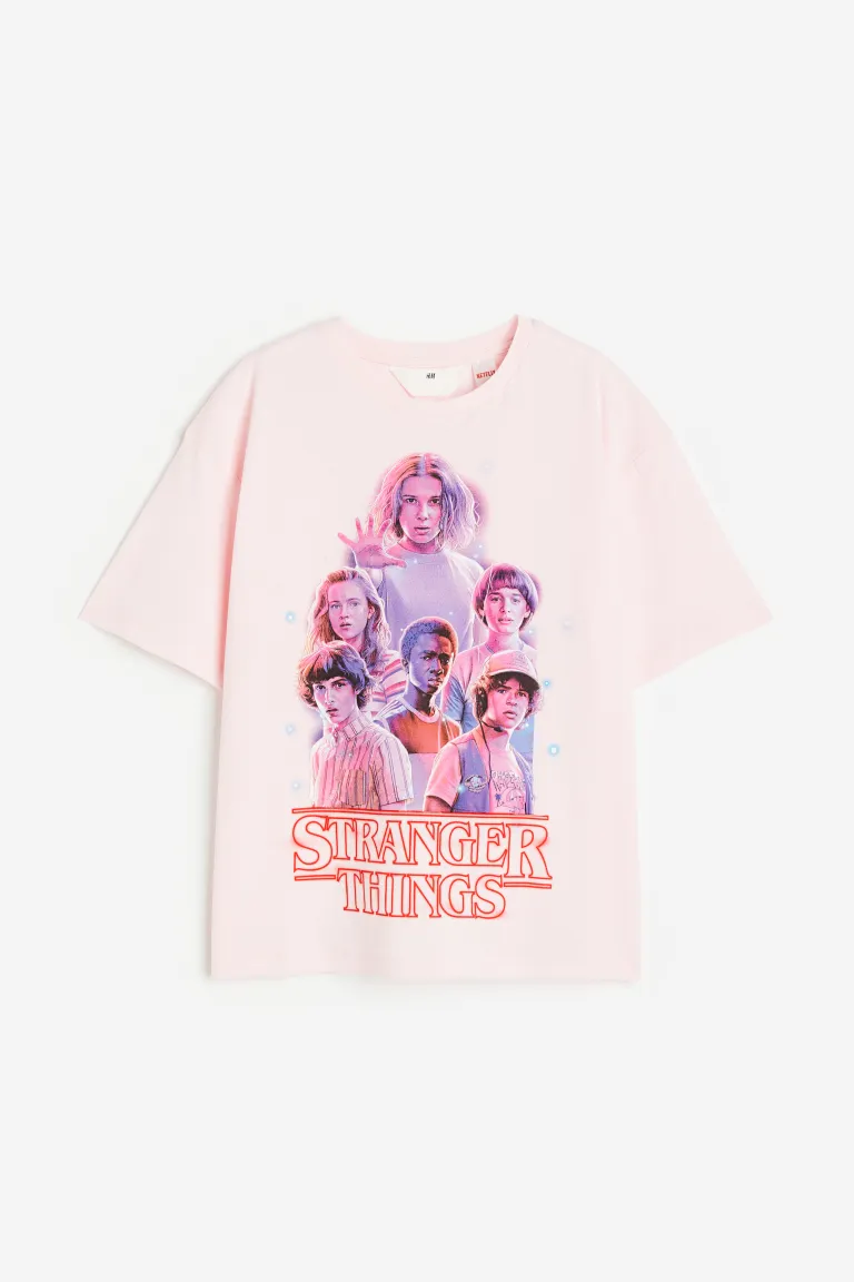 

Хлопковая футболка с принтом H&M, розовый