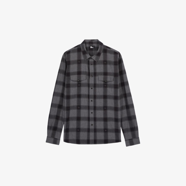 

Хлопковая рубашка в клетку с накладными карманами The Kooples, черный