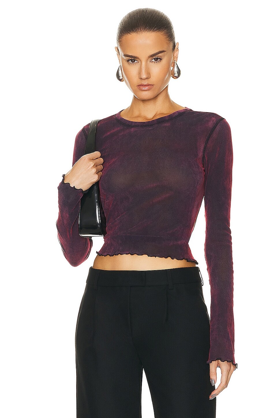 

Топ Priscavera Velvet Mesh Long Sleeve, цвет Sugar Plum