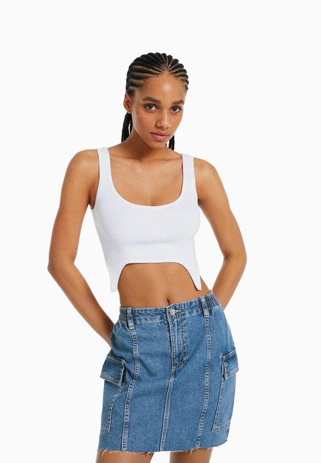 

Мини-юбка Bershka, темно-синий