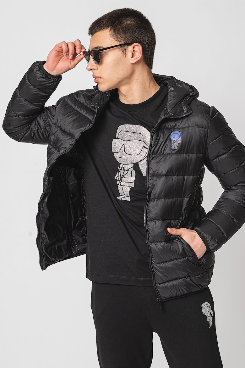 Зимняя стеганая куртка с капюшоном Karl Lagerfeld, черный