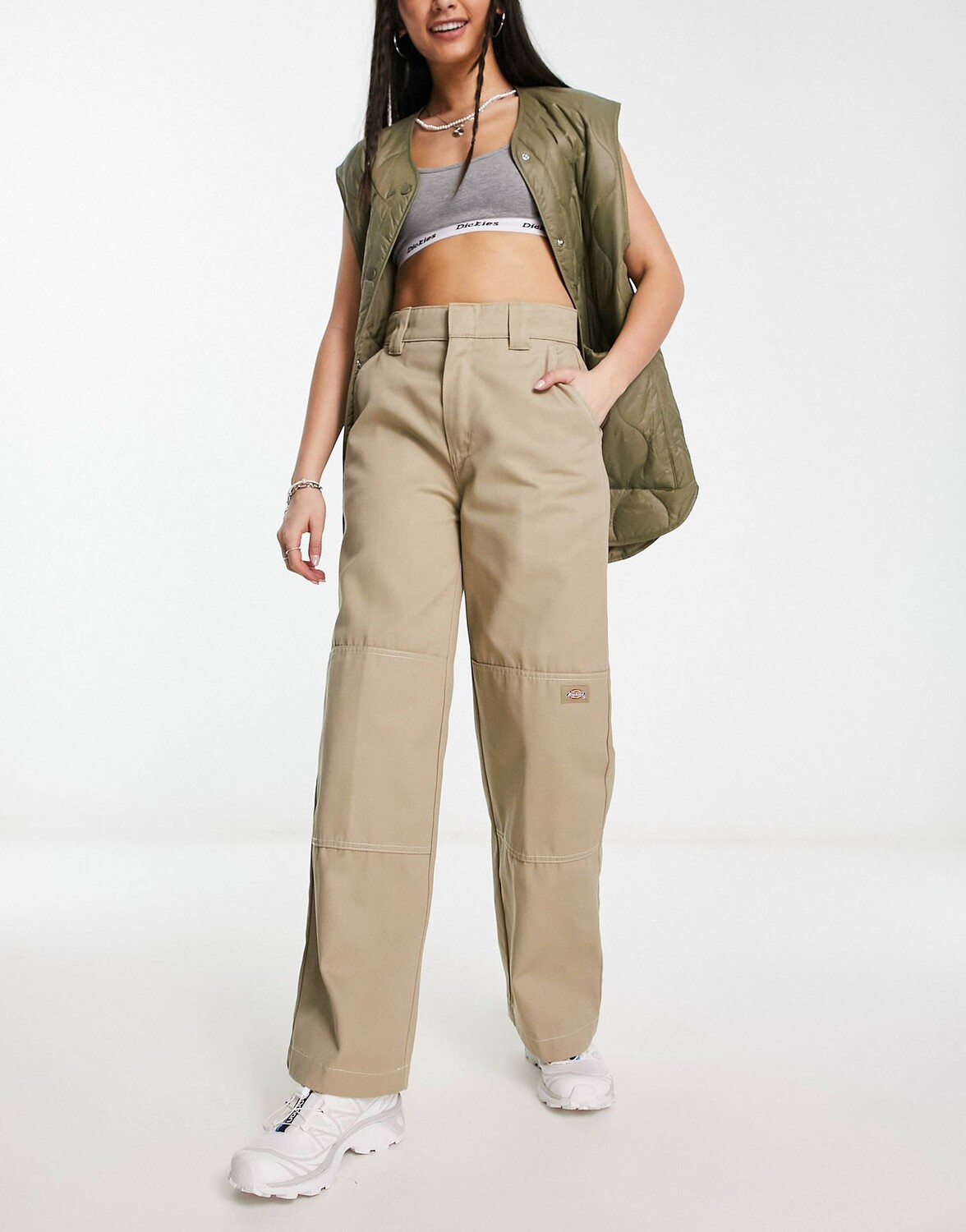 

Брюки цвета хаки с двойной отстрочкой на коленях Dickies Sawyerville
