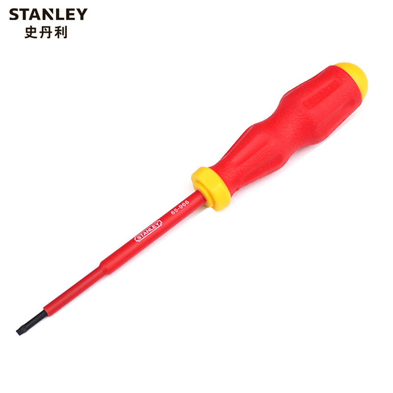 Изолированная шлицевая отвертка Stanley/STANLEY 3,0x100 мм. Отвертка для электрика. Магнитная высоковольтная отвертка 65-966-22. Может быть изготовлена по индивидуальному заказу.