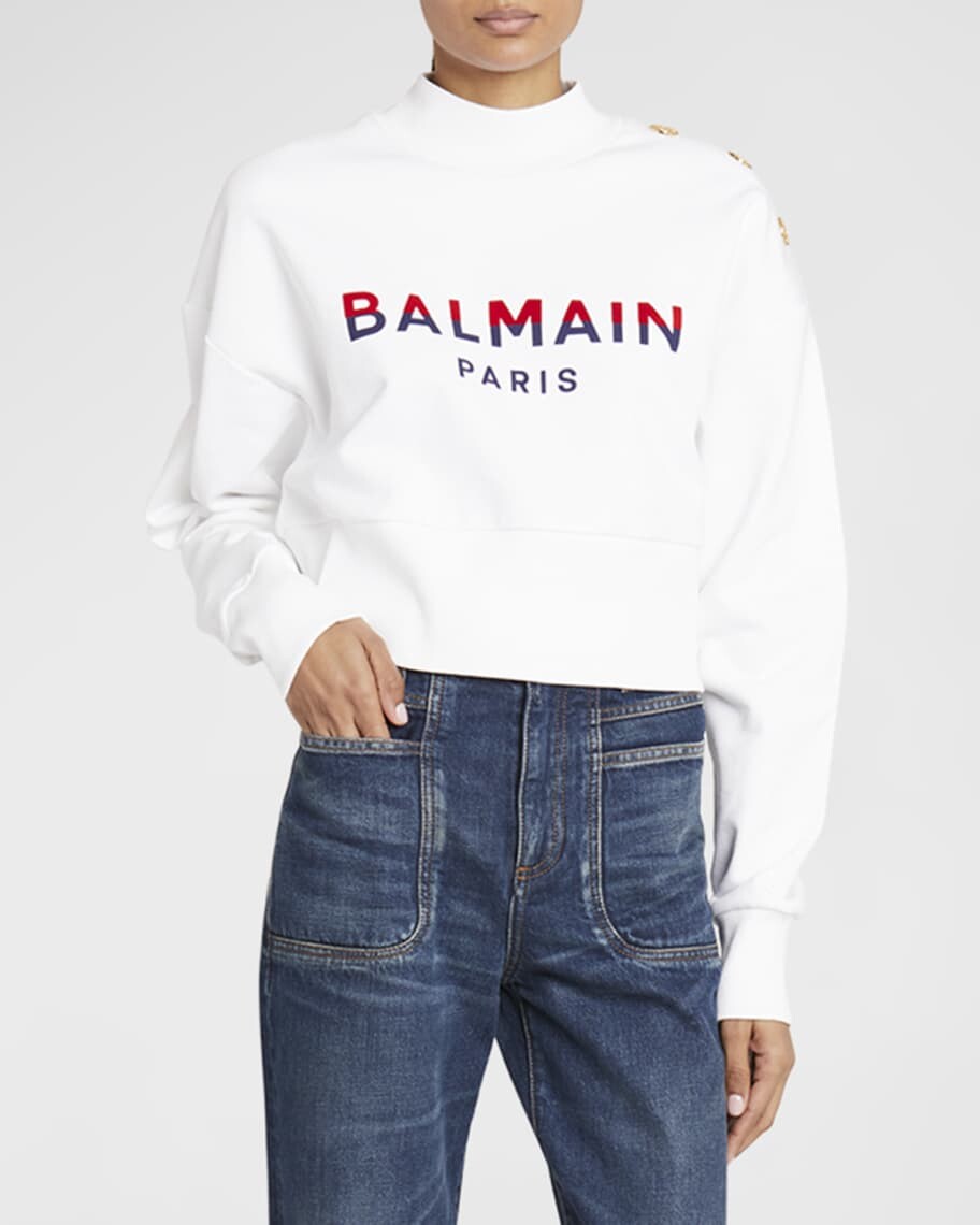

Укороченная толстовка с 3 пуговицами и логотипом Balmain