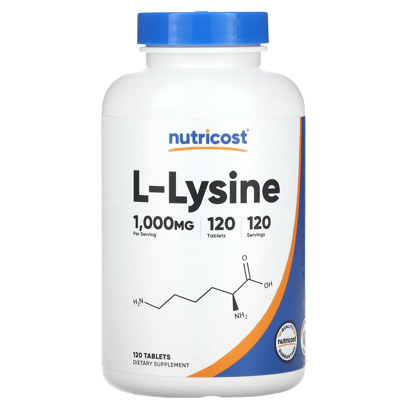 L-лизин Nutricost 1000 мг, 120 таблеток solaray l лизин 333 мг 90 таблеток