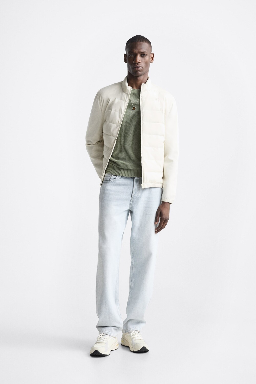 

Светлая куртка Zara, экрю, Серый