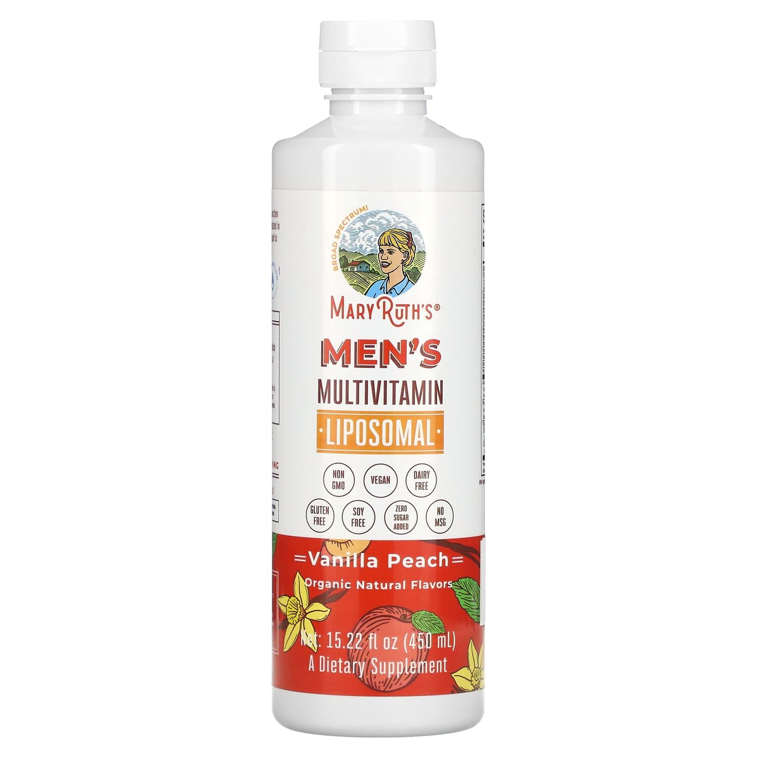 

Men's Multivitamin Liposomal, Vanilla Peach, 15.22 fl oz (450 ml), MaryRuth Organics