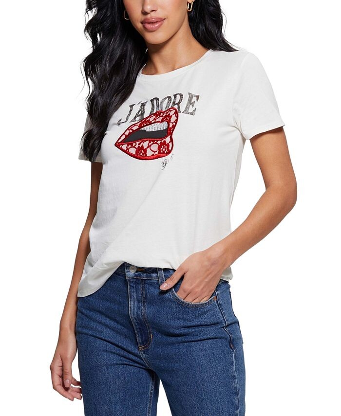

Женская хлопковая футболка Easy с короткими рукавами J'adore GUESS, белый