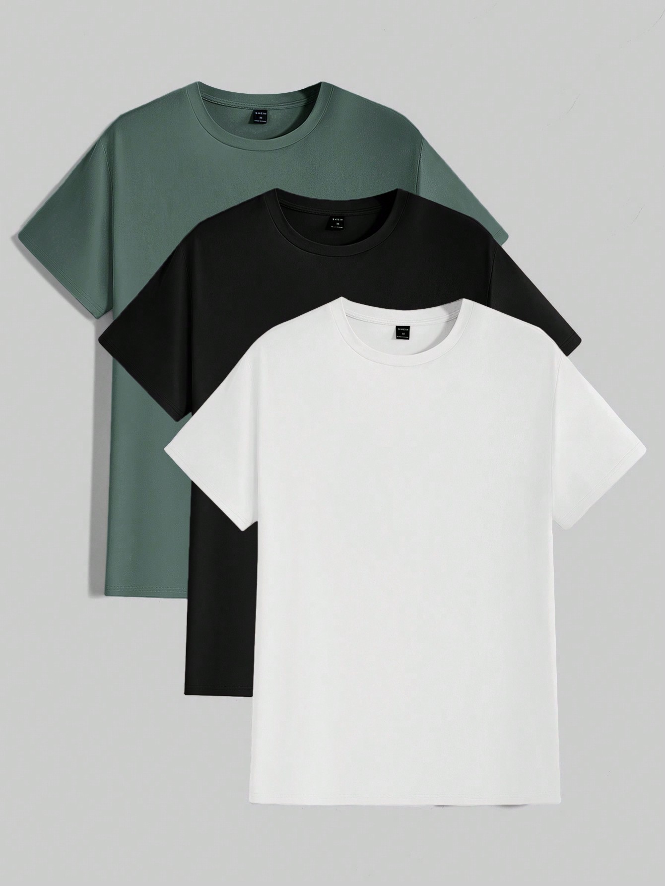 Мужская повседневная однотонная футболка с круглым вырезом и короткими рукавами Manfinity Basics, зеленый