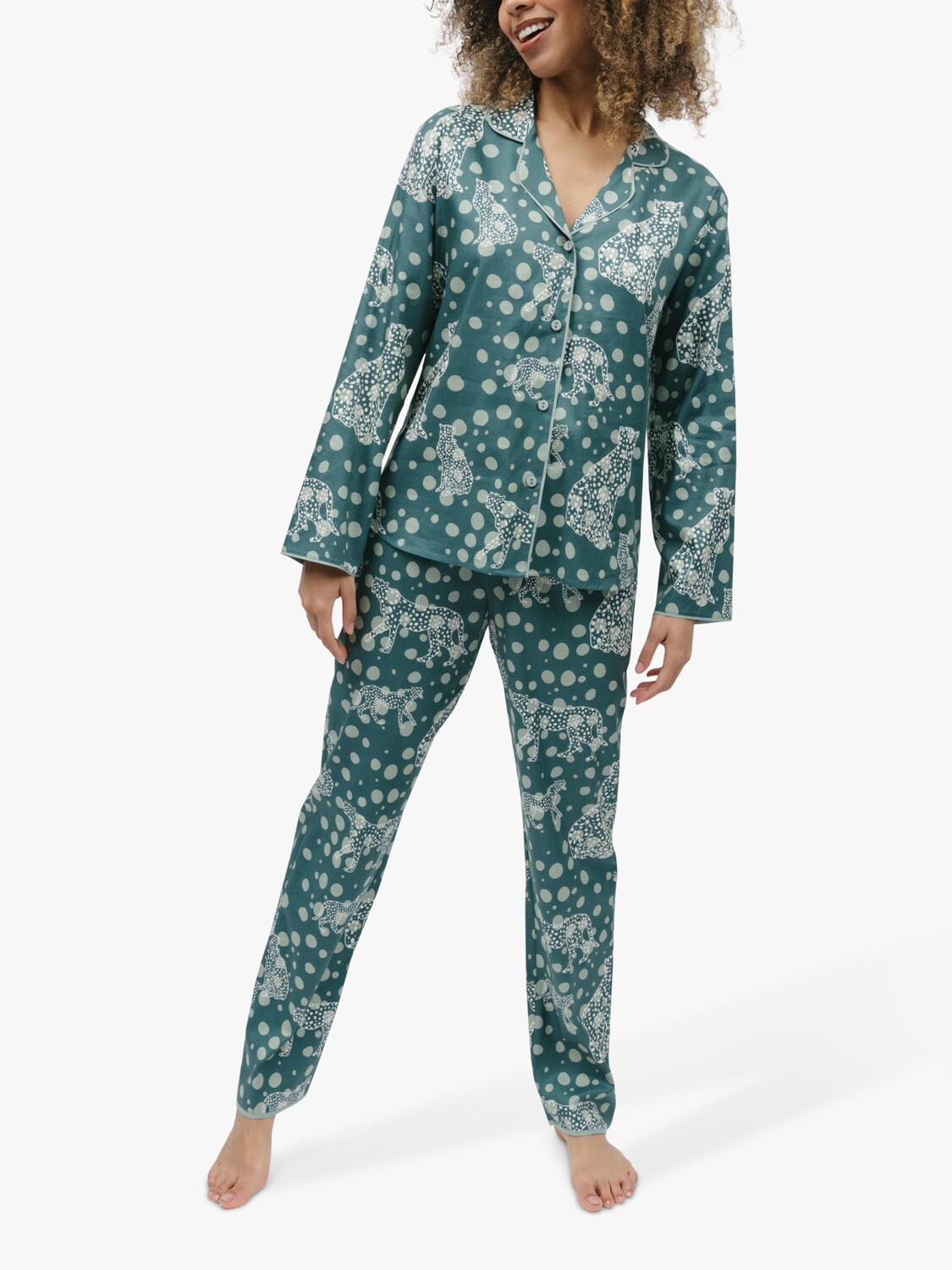 

Пижамный комплект с рубашкой Cyberjammies Hannah Leopards, зеленый