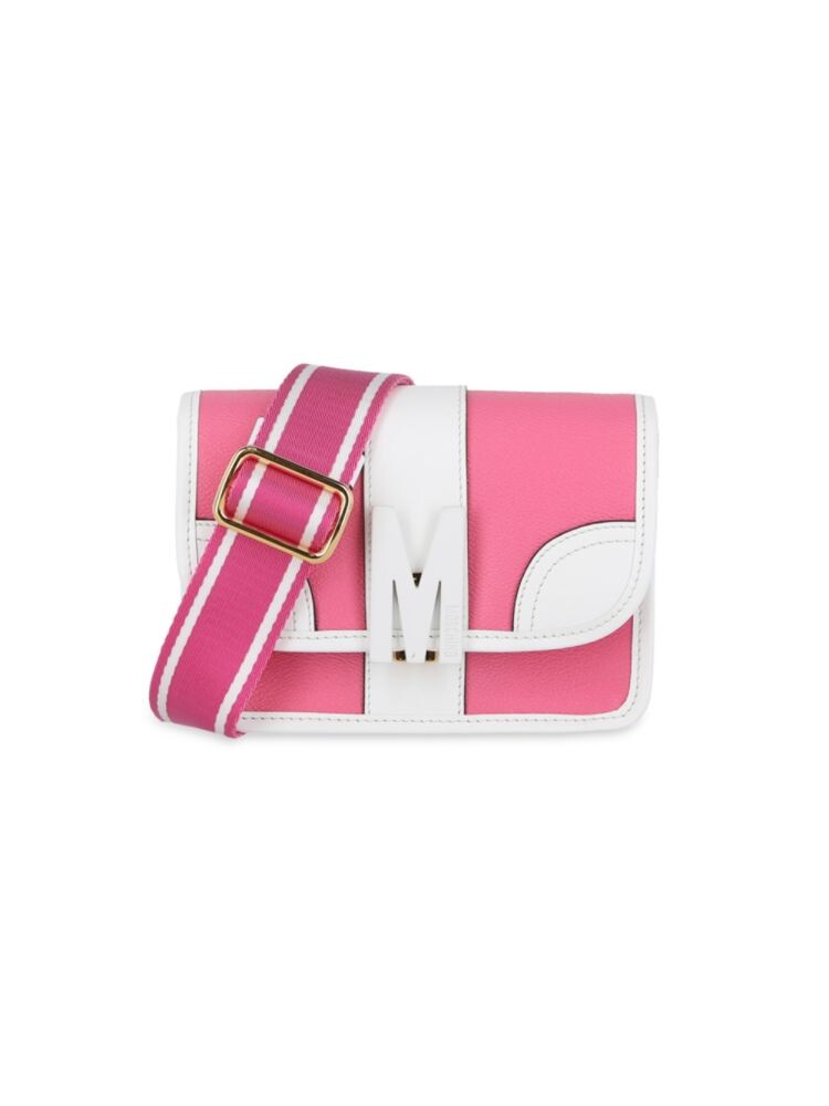 

Кожаная сумка через плечо с цветными блоками Moschino, цвет Pink White