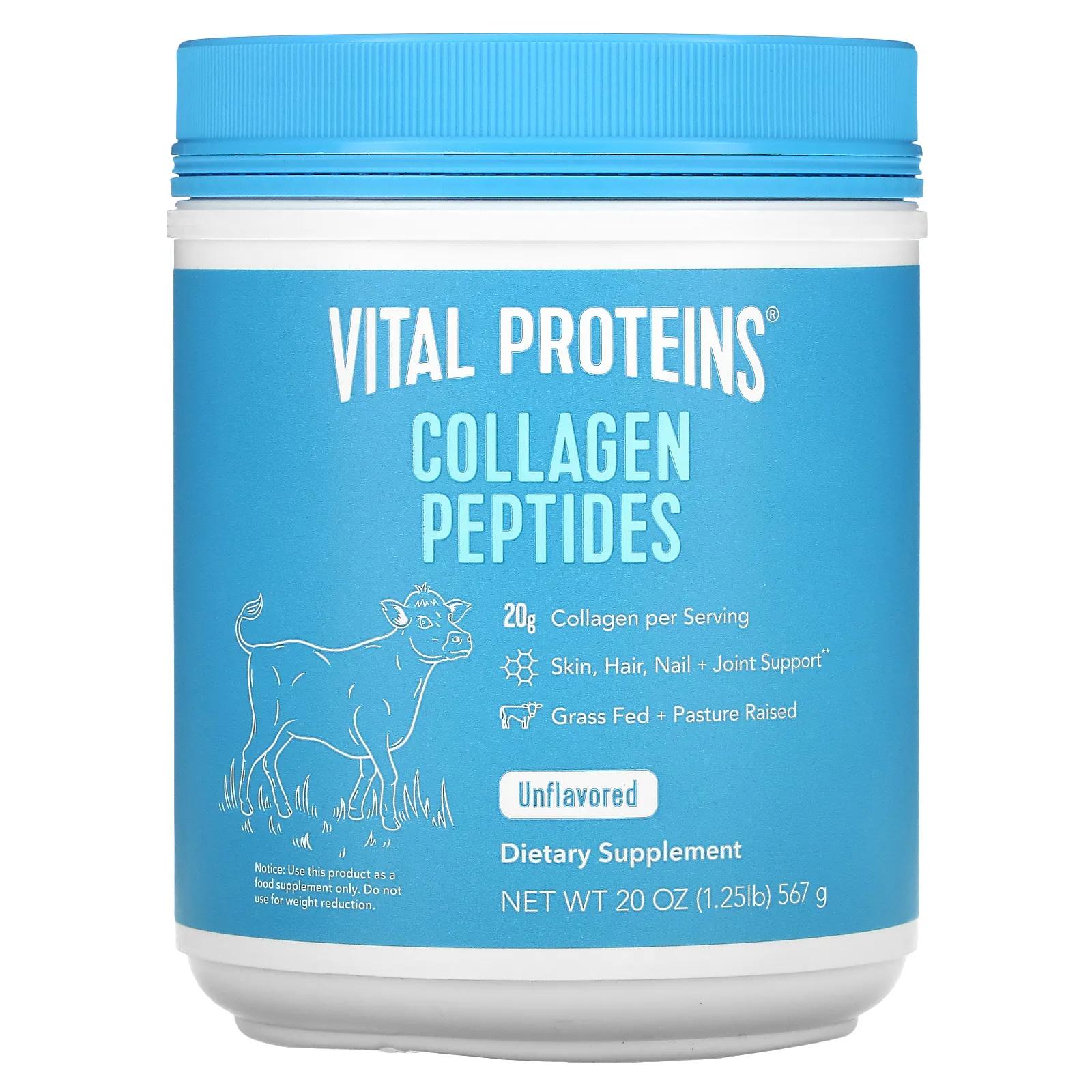 Vital Proteins Пептиды коллагена без ароматизаторов 12 унций (567 г) vital proteins feeling zen 60 капсул
