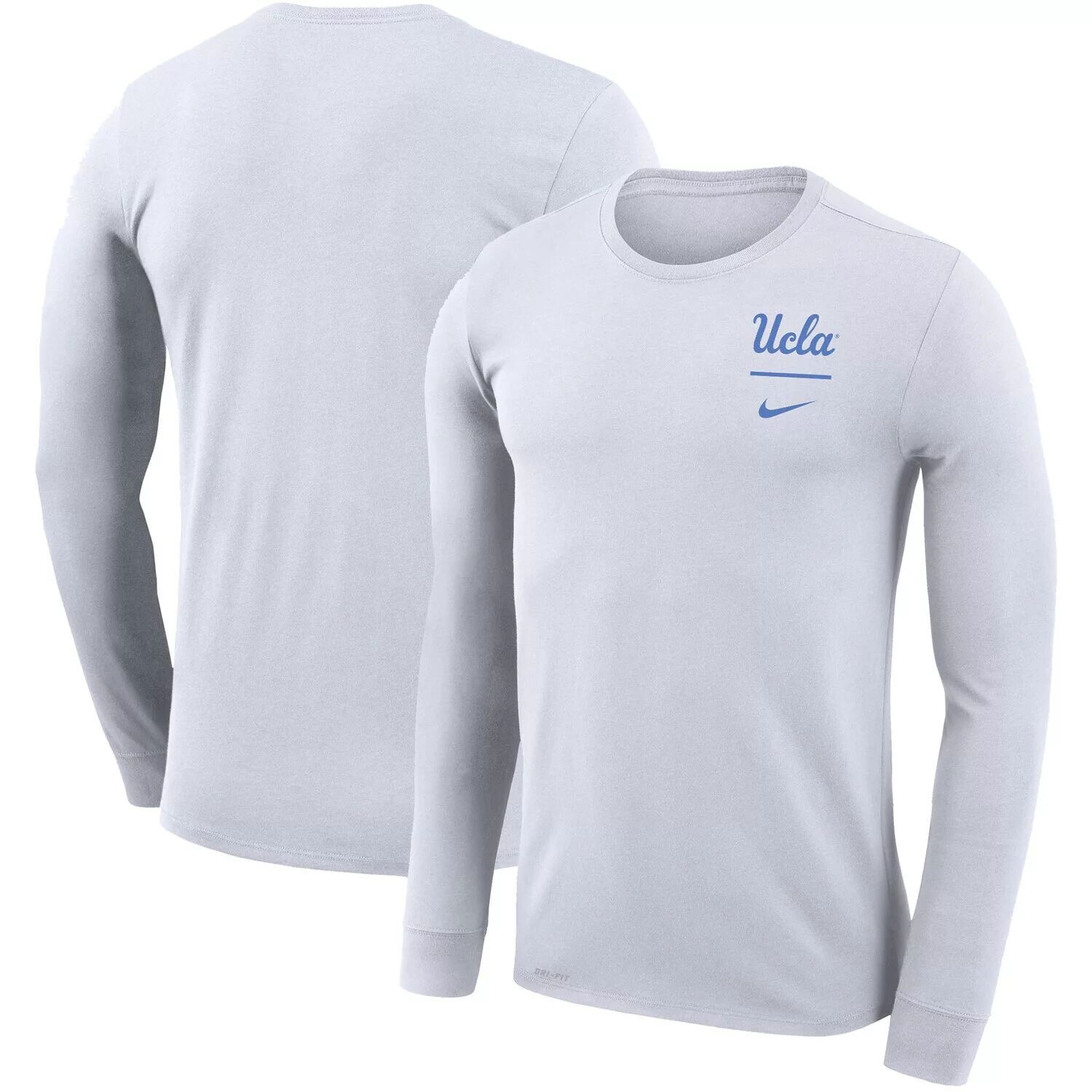 

Мужская белая футболка с длинным рукавом UCLA Bruins Logo Stack Legend Performance Nike, Белый