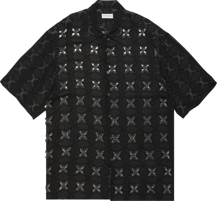 Рубашка Dries Van Noten Printed Short-Sleeve 'Anthracite', черный