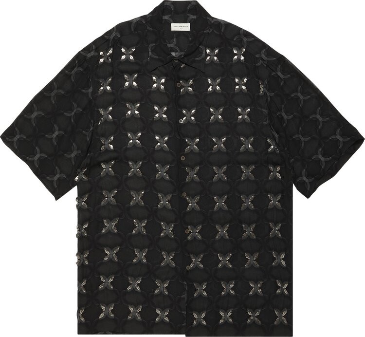 

Рубашка Dries Van Noten Printed Short-Sleeve 'Anthracite', черный