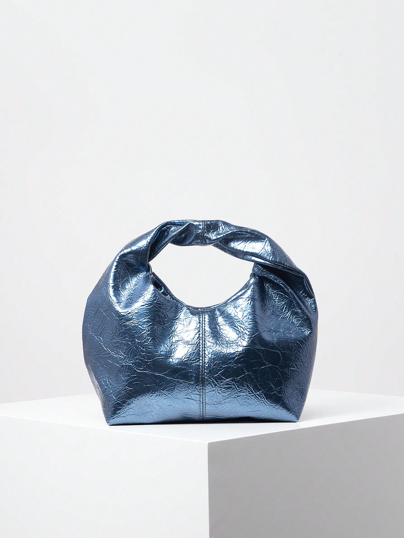 Минималистская сумка-хобо с ручкой сверху, синий минималистская сумка хобо черный