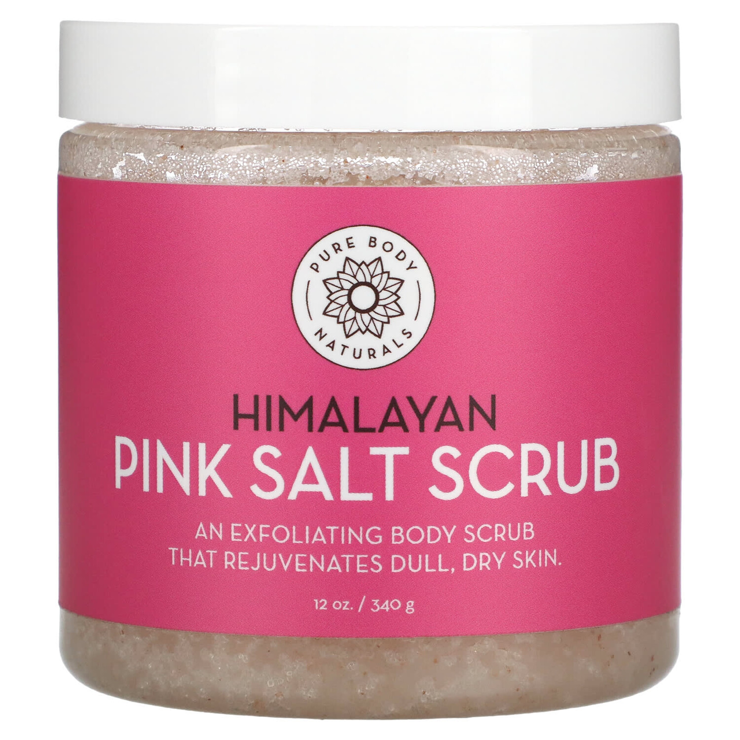 

Скраб с гималайской розовой солью, 340 г (12 унций), Pure Body Naturals