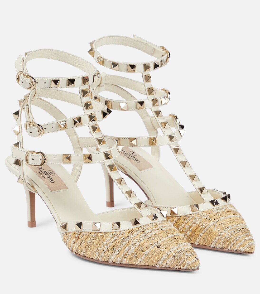 

Туфли rockstud из твида и кожи Valentino Garavani, бежевый
