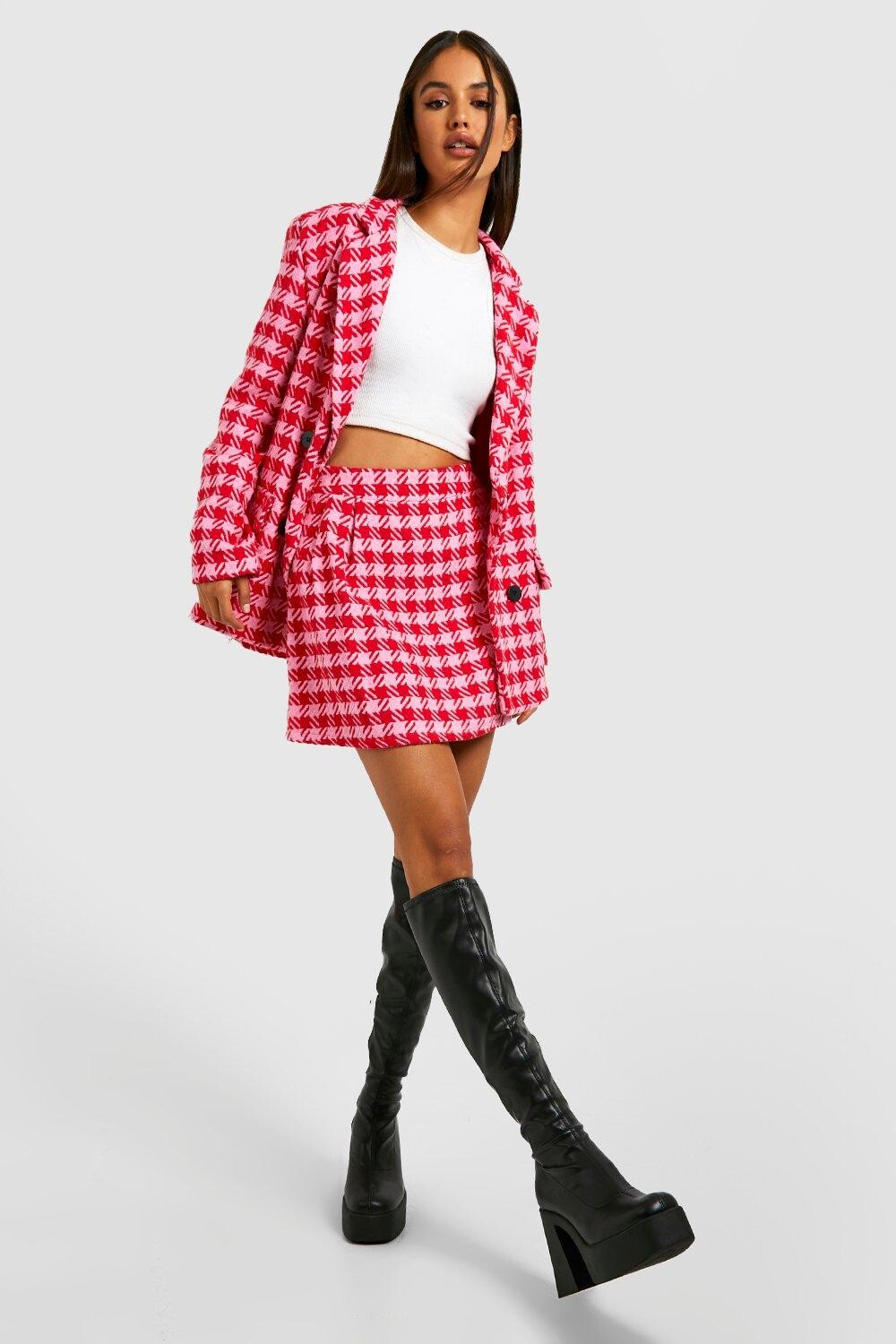 

Мини-юбка с открытыми зубами Boohoo, розовый