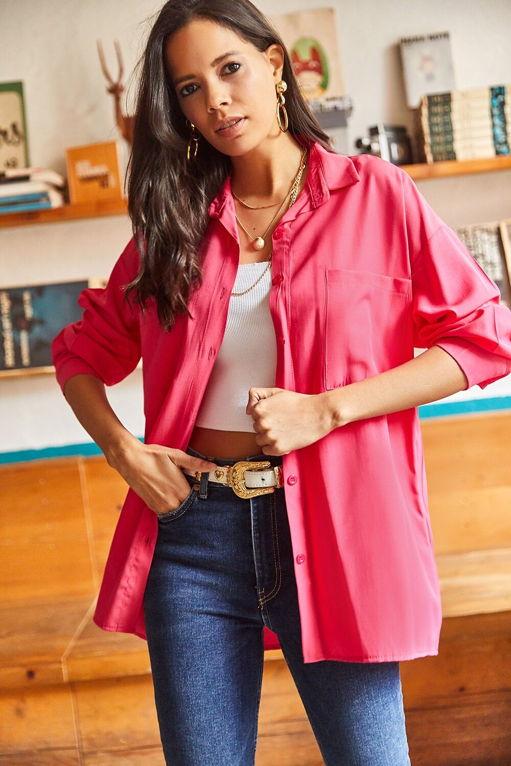 

Рубашка - Розовая - Oversize Olalook, розовый