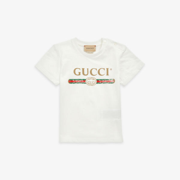 

Хлопковая футболка с логотипом Vintage 3–36 месяцев Gucci, белый