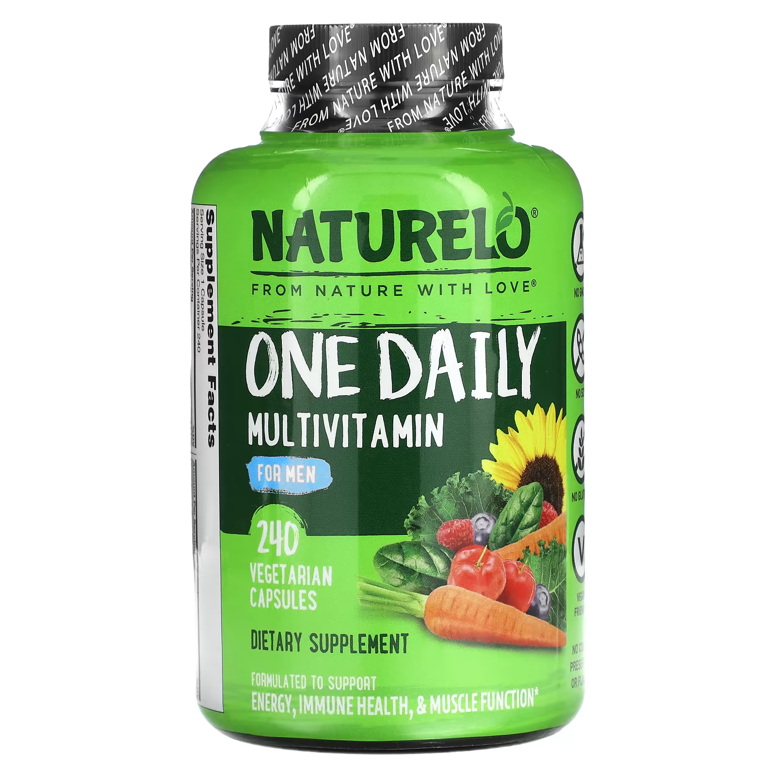 Мультивитамины добавка Naturelo для мужчин, 240 капсул мультивитамины добавка naturelo из цельных продуктов для подростков 120 капсул