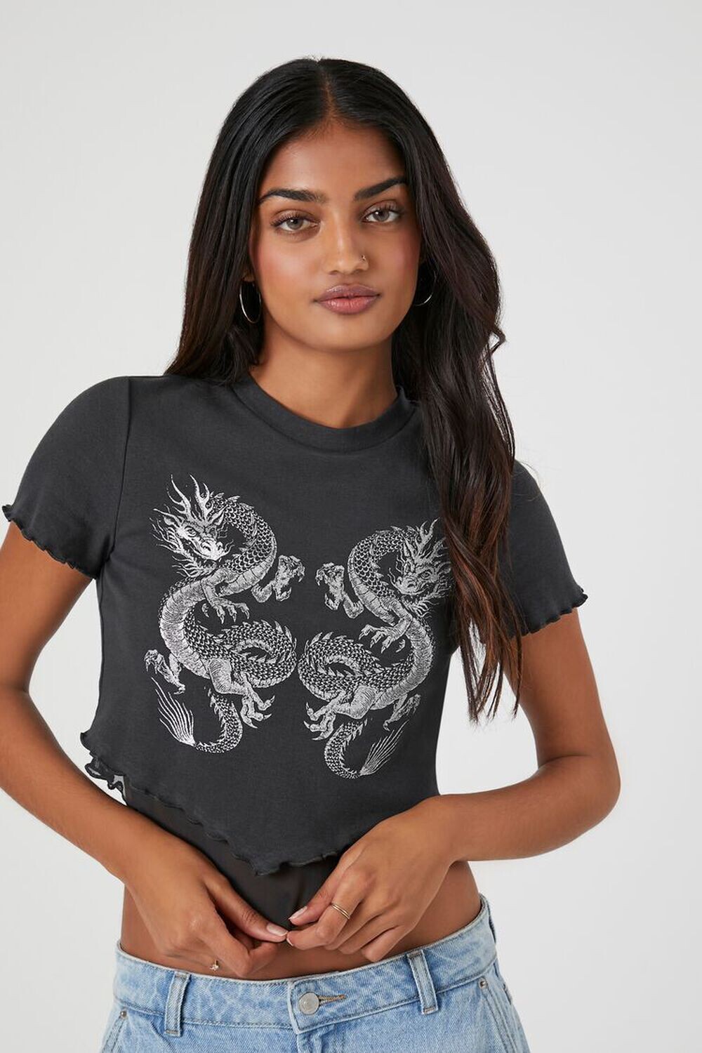 

Детская футболка с рисунком дракона Forever 21, черный